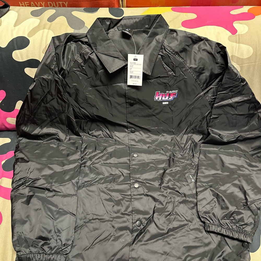 Rare HUF Street Fighter Cammy Chun Li Black Coach Jacket XL